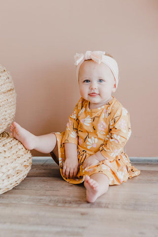 Dandelions in Fall 3/4 Sleeve Twirl Bodysuit - By Baano