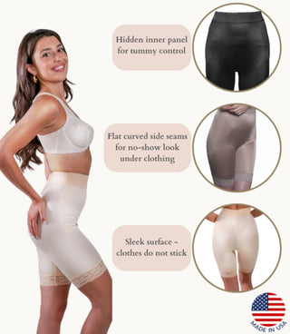 Style 518 | High Waist Light Shaping Bike Short | Satin 4-Way Stretch with Built-In Panty Rago Shapewear