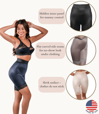 Style 518 | High Waist Light Shaping Bike Short | Satin 4-Way Stretch with Built-In Panty Rago Shapewear