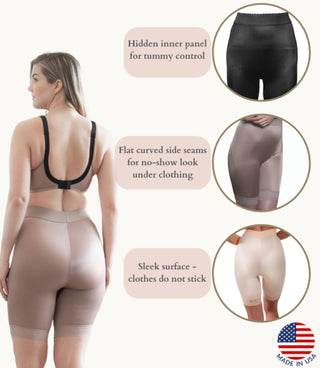 Style 518 | High Waist Light Shaping Bike Short | Satin 4-Way Stretch with Built-In Panty Rago Shapewear