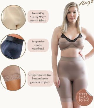 Style 518 | High Waist Light Shaping Bike Short | Satin 4-Way Stretch with Built-In Panty Rago Shapewear