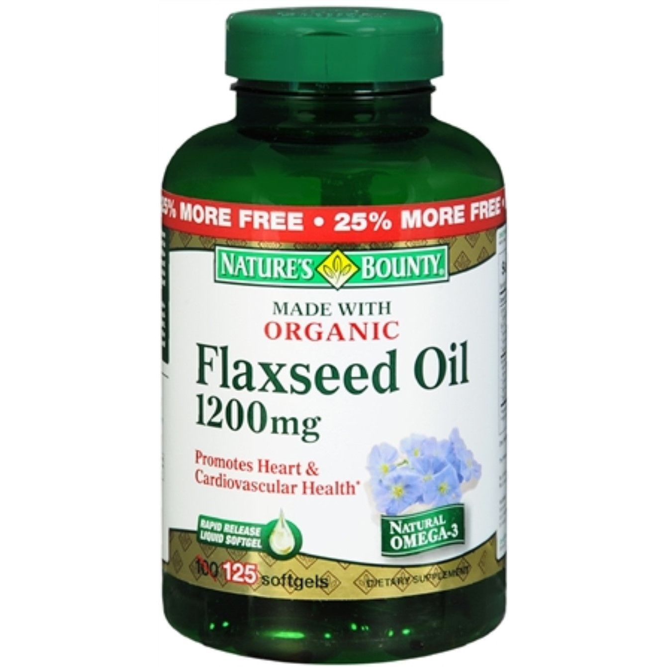 Nature's Bounty Flaxseed Oil, 1200 Mg, Rapid Release Softgels