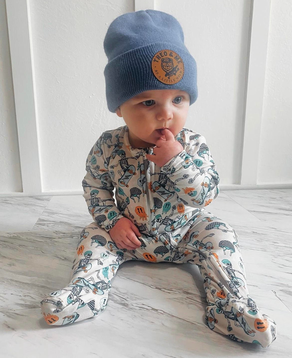 Boys Soft Sleepers Skelly Skateboard - By Baano