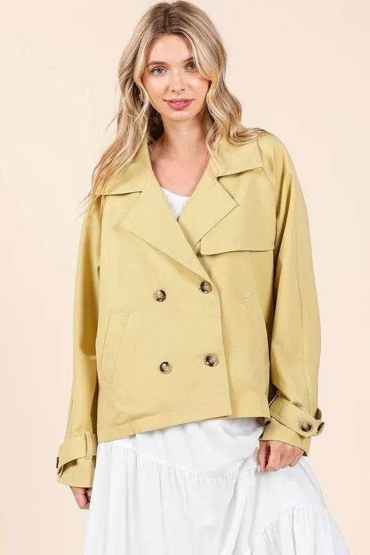 Mittoshop Double Breasted Long Sleeve Trench Coat Jacket - By Baano