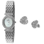 Women Crystal Watch Bracelet with Matching Heart Earrings
