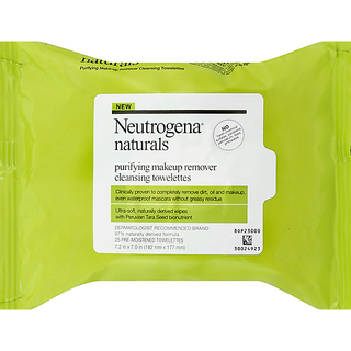 Neutrogena Naturals Purifying Makeup Remover Facial Cleansing Towelettes With Peruvian Tara Seed Bionutrient, Hypoallergenic, Non-Comedogenic & Sulfate-, Paraben- & Phthalate-Free Face Wipes, 25 Ct
