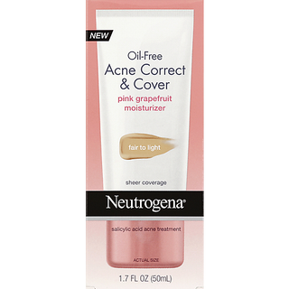 Neutrogena Oil-Free Acne Moisturizer Correct & Cover Pink Grapefruit, Medium To Tan, 1.7 Fl. Oz