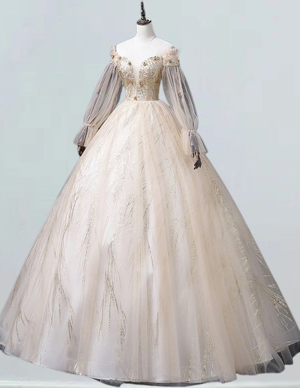 Off-Shoulder Tulle Ball Gown | Girls' Prom & Evening Dress | Elegant & Formal