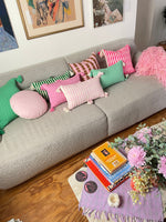 Santiago Grid Pillow - Baby Pink and Umber