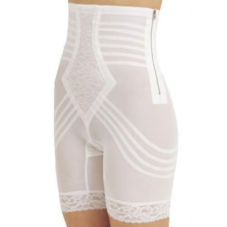 Style 6201 | Breathable High Waist Thigh Slimmer with Side Zipper | No Roll Power Mesh Hourglass Shaper | Firm to Extra Firm Support Rago Shapewear