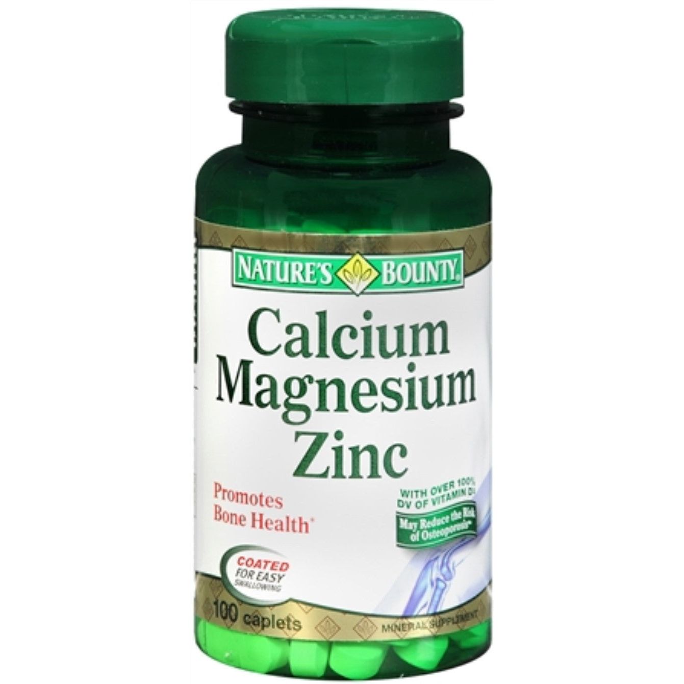 Nature's Bounty Calcium Magnesium Zinc With Vitamin D3, 100 Coated Caplets