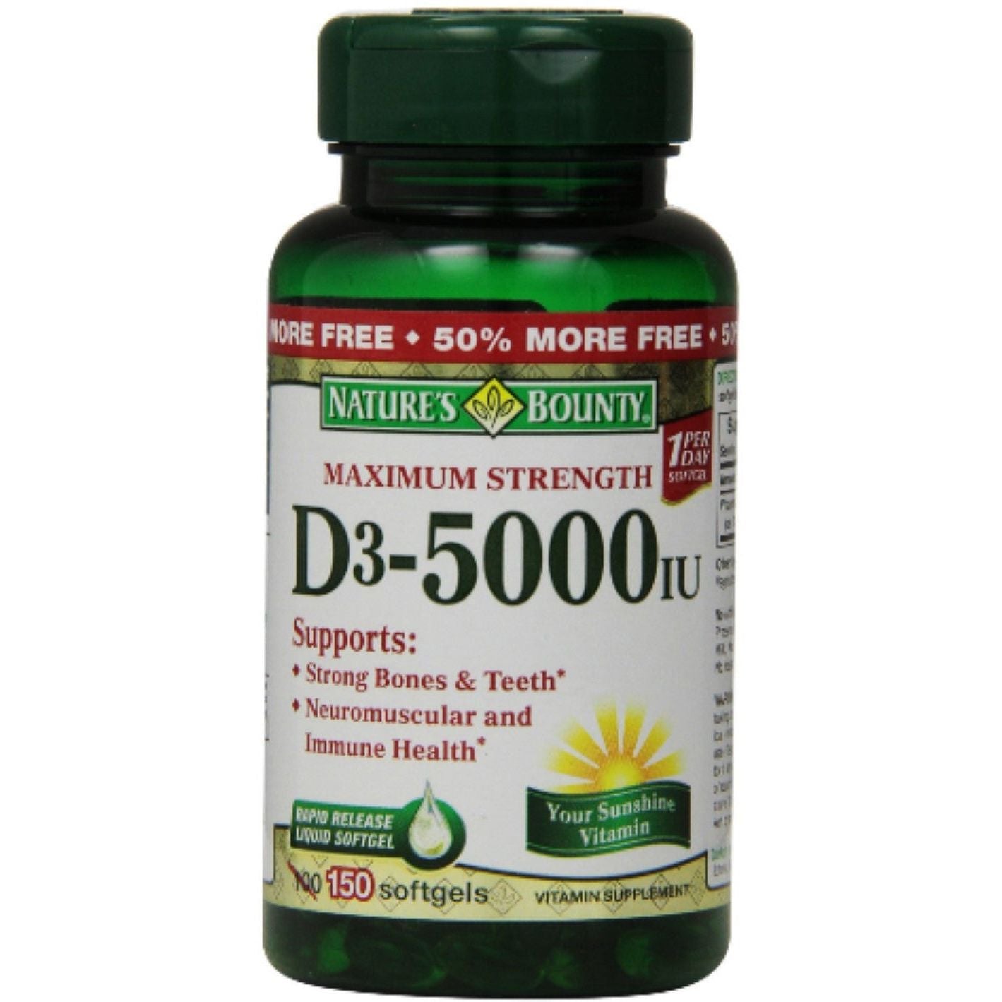 Nature's Bounty Immune Health Vitamin D3 Rapid Release Softgels, 125 Mcg