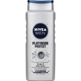 Nivea MEN Platinum Protect 3-in-1 Body Wash 16.9 Fl. Oz. Bottle