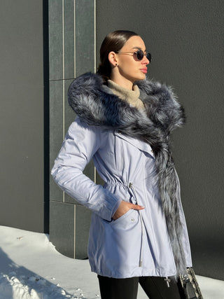 Genuine Silver Fox Fur Trim Rabbit Fur Insulated Parka - By Baano