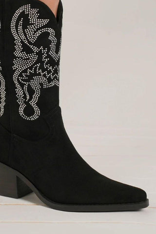 Mayfair Rhinestone Detail Point Toe Boots - By Baano