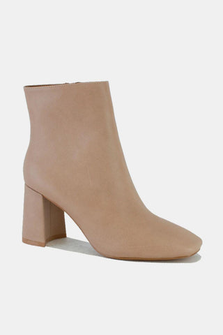 Mayfair PU Leather Block Heel Boots with Side Zippers - By Baano