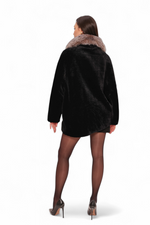 Palermo Genuine Astrakhan Silver Fox Trim Coat