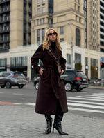 Emily Classic Wool Blend Overcoat in Rich Chocolate