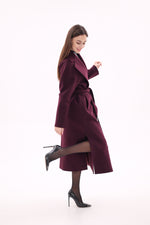 Cambridge Comfort Wraparound Wool Cashmere Coat in Royal Burgundy