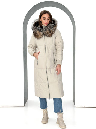 Alice Genuine Silver Fox Down Fill Coat - By Baano