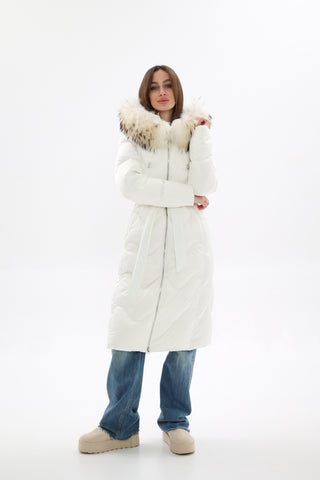 Genuine Fur Trim Down Fill Coat - By Baano
