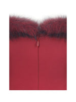 Nalia Crimson Fur Trimmed Sweetheart Mini Dress Miss Circle