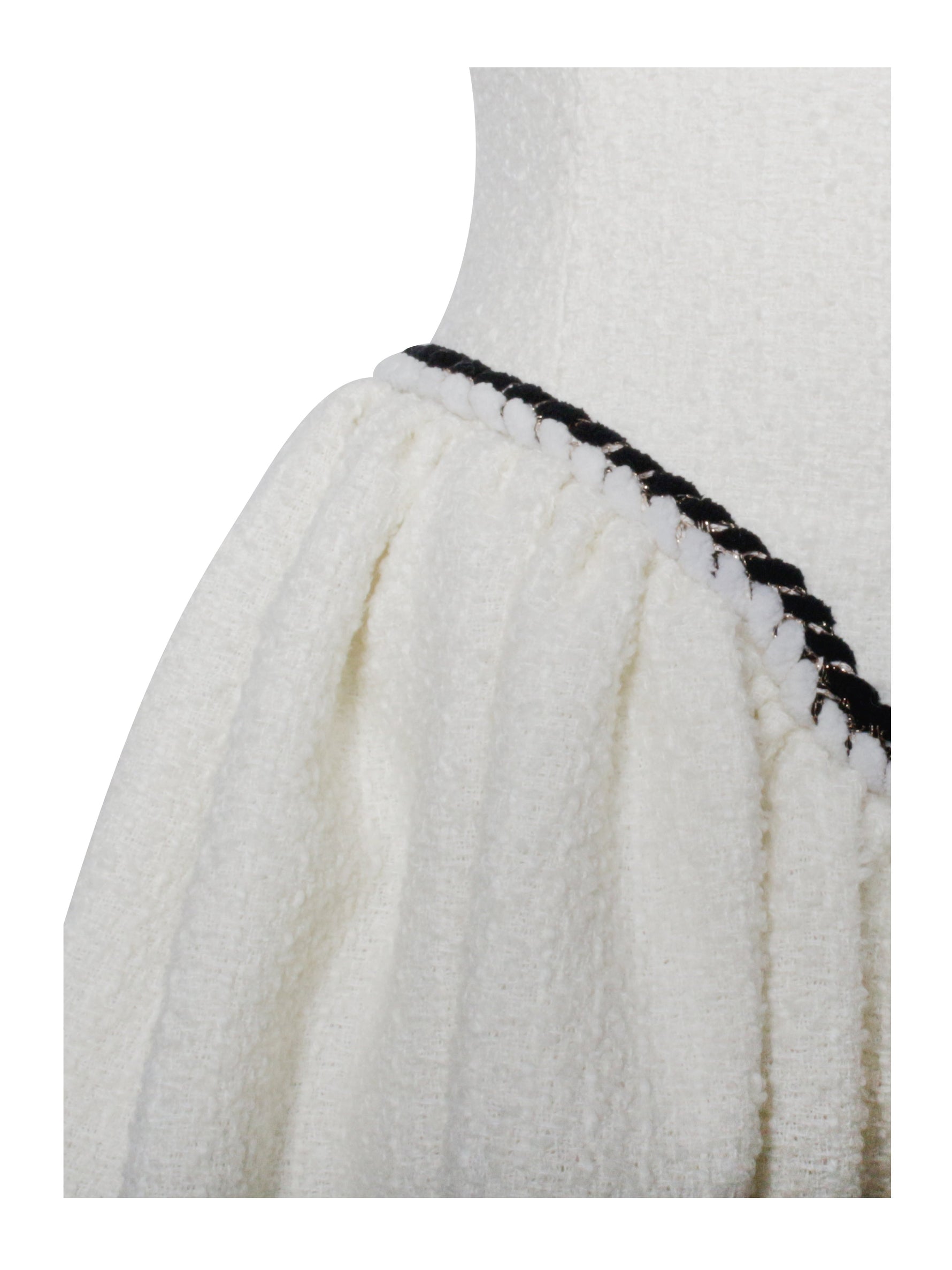 Coco White Boucle Tweed V Waist Mini Dress Miss Circle