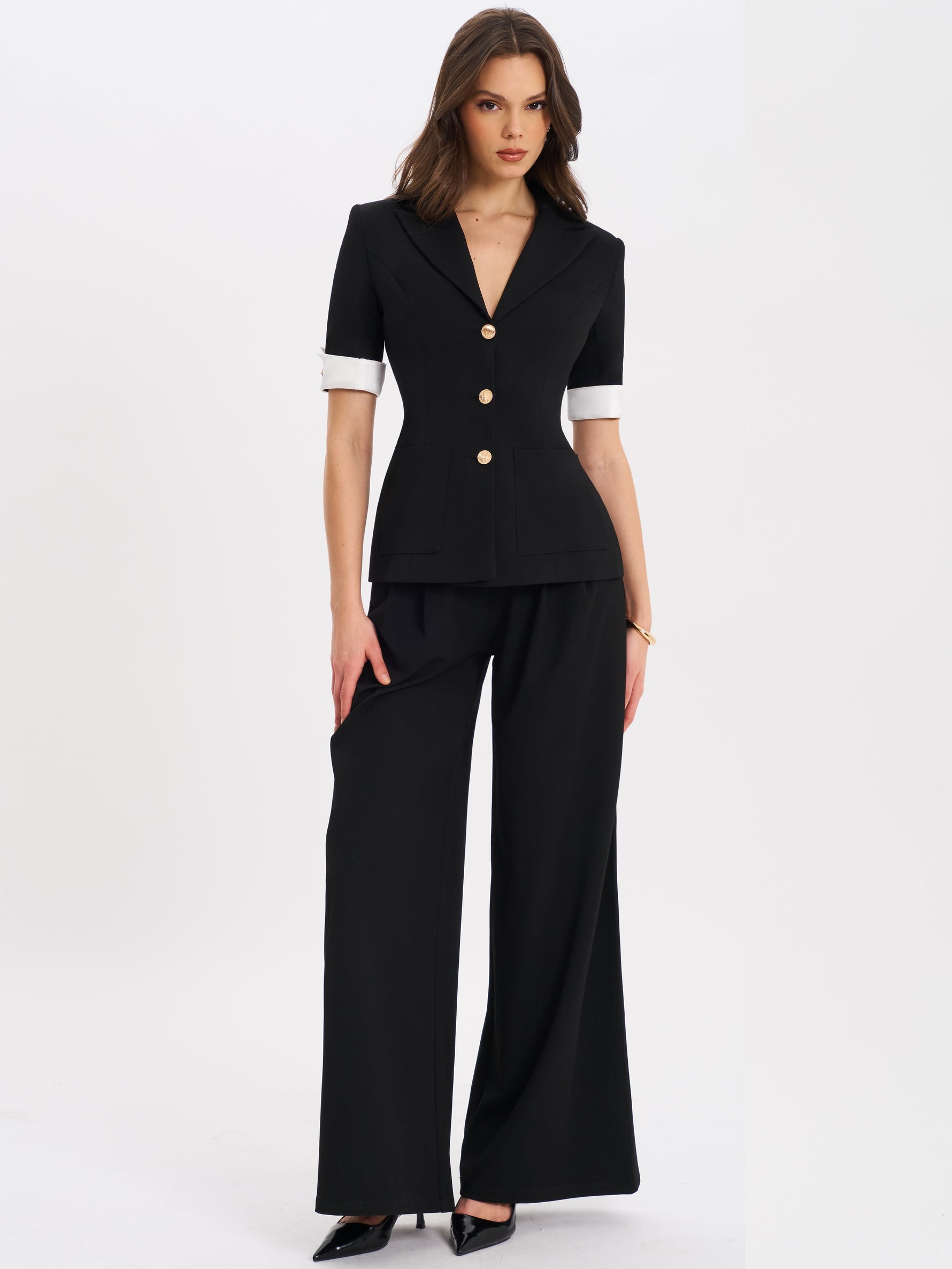 Aleeza Black Wide Leg Suit Pants Miss Circle