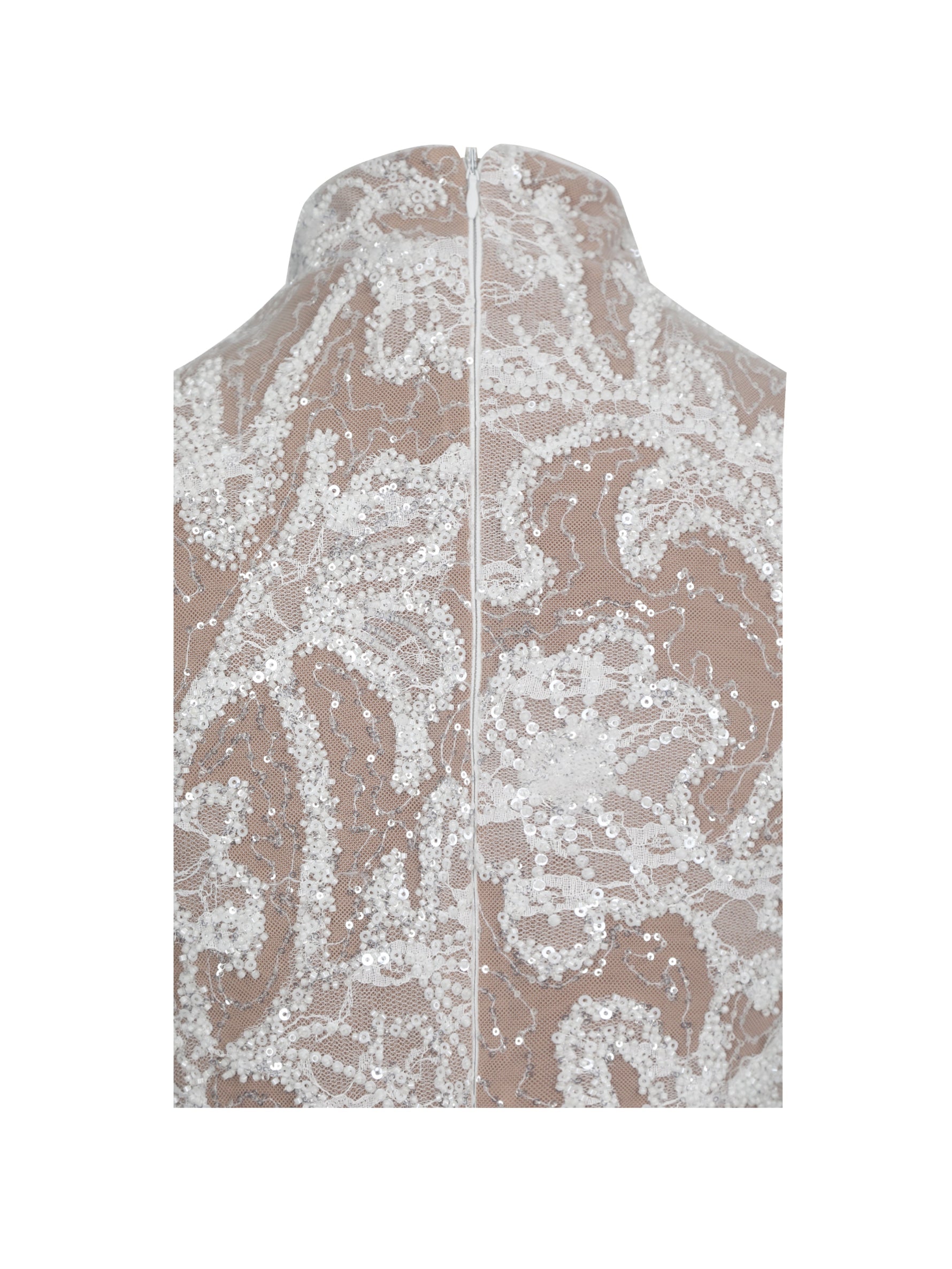 Tavia White Beaded Teardrop Neckline Maxi Dress Miss Circle