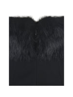 Evelyn Black Fur-Trimmed Mini A-Line Dress Miss Circle