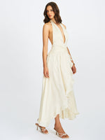 Nalani Floral Ivory Ruffled Halter Maxi Dress