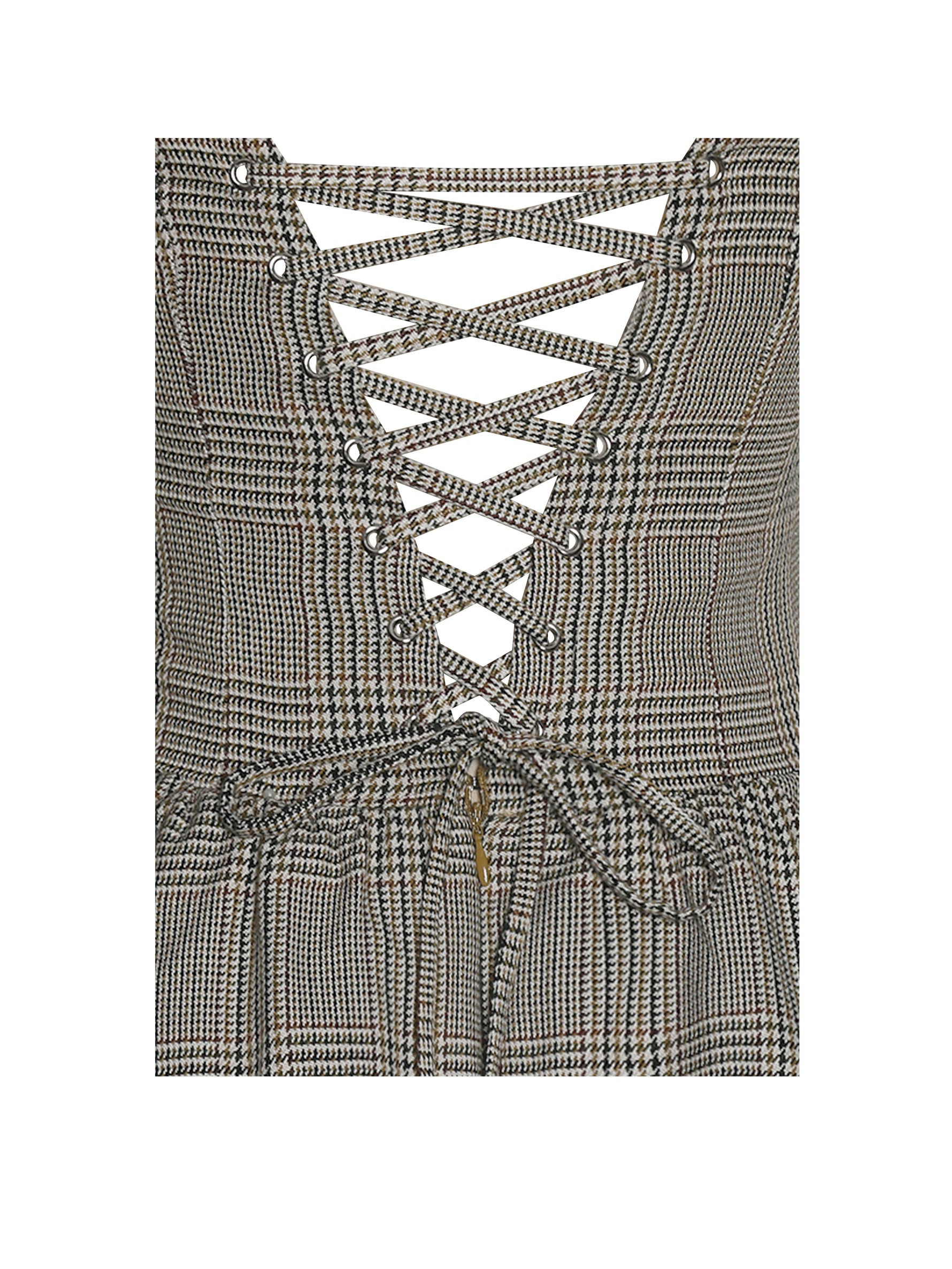 Dacia Plaid Halter Lace-up Bubble Mini Dress Miss Circle