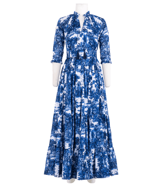 Eva Dress White Cobalt Blue Mid Dress - By Baano