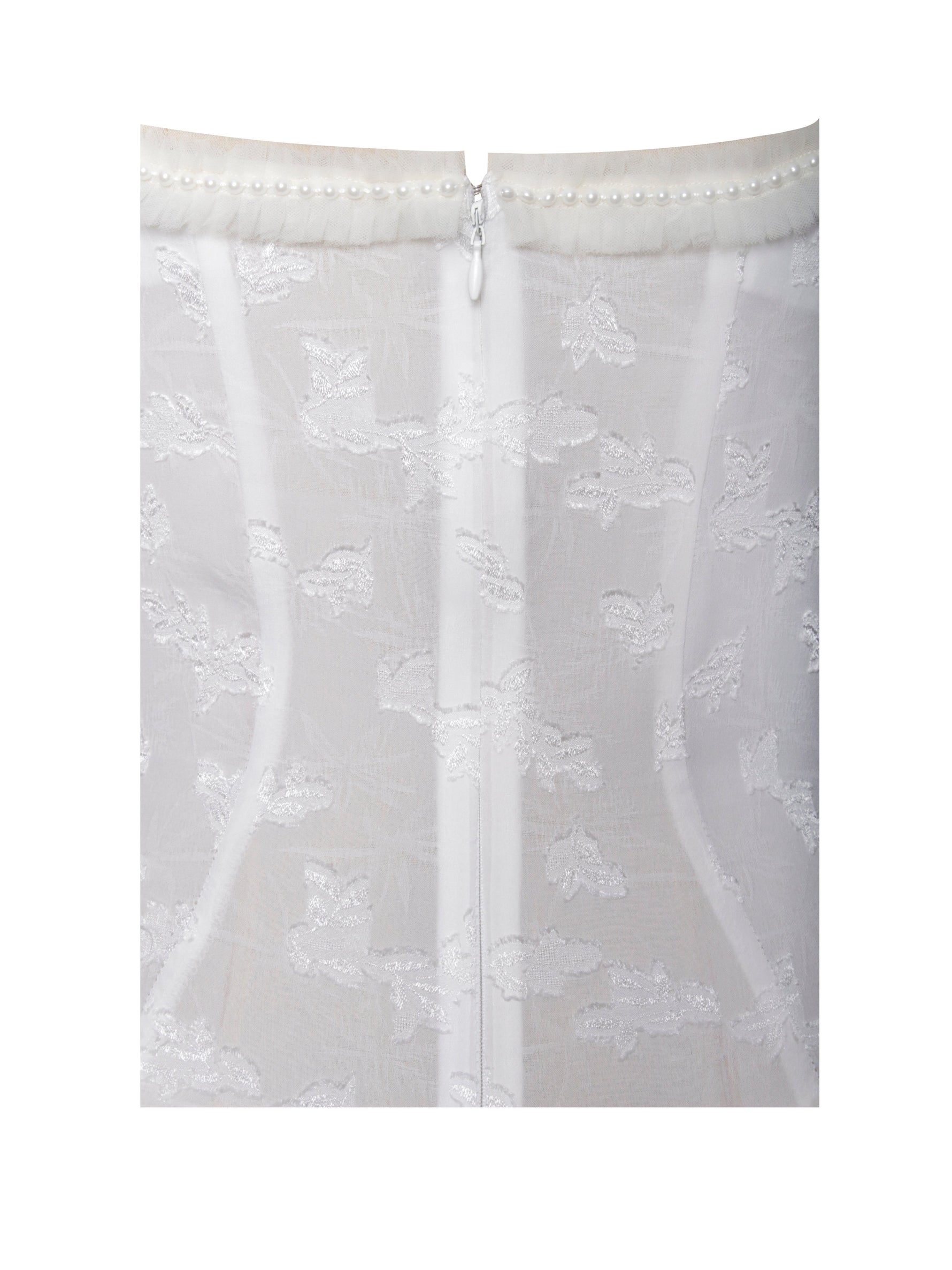 Ulissa White Square Neck Jacquard Textured High Slit Maxi Dress Miss Circle