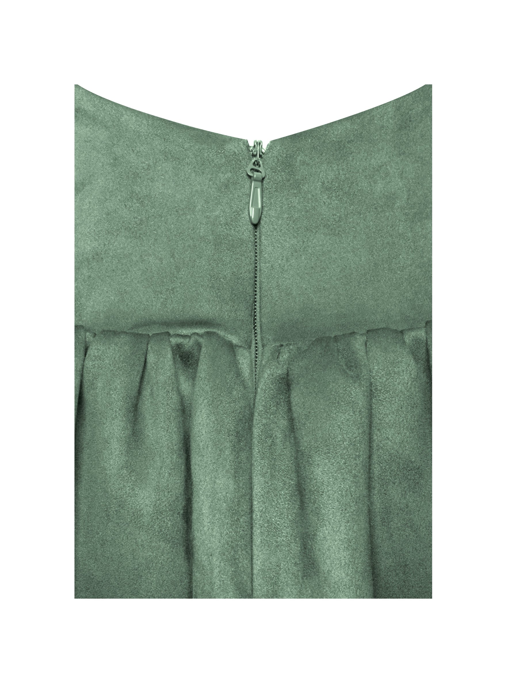 Laila Green Suede Boat Neck Backless Midi Dress