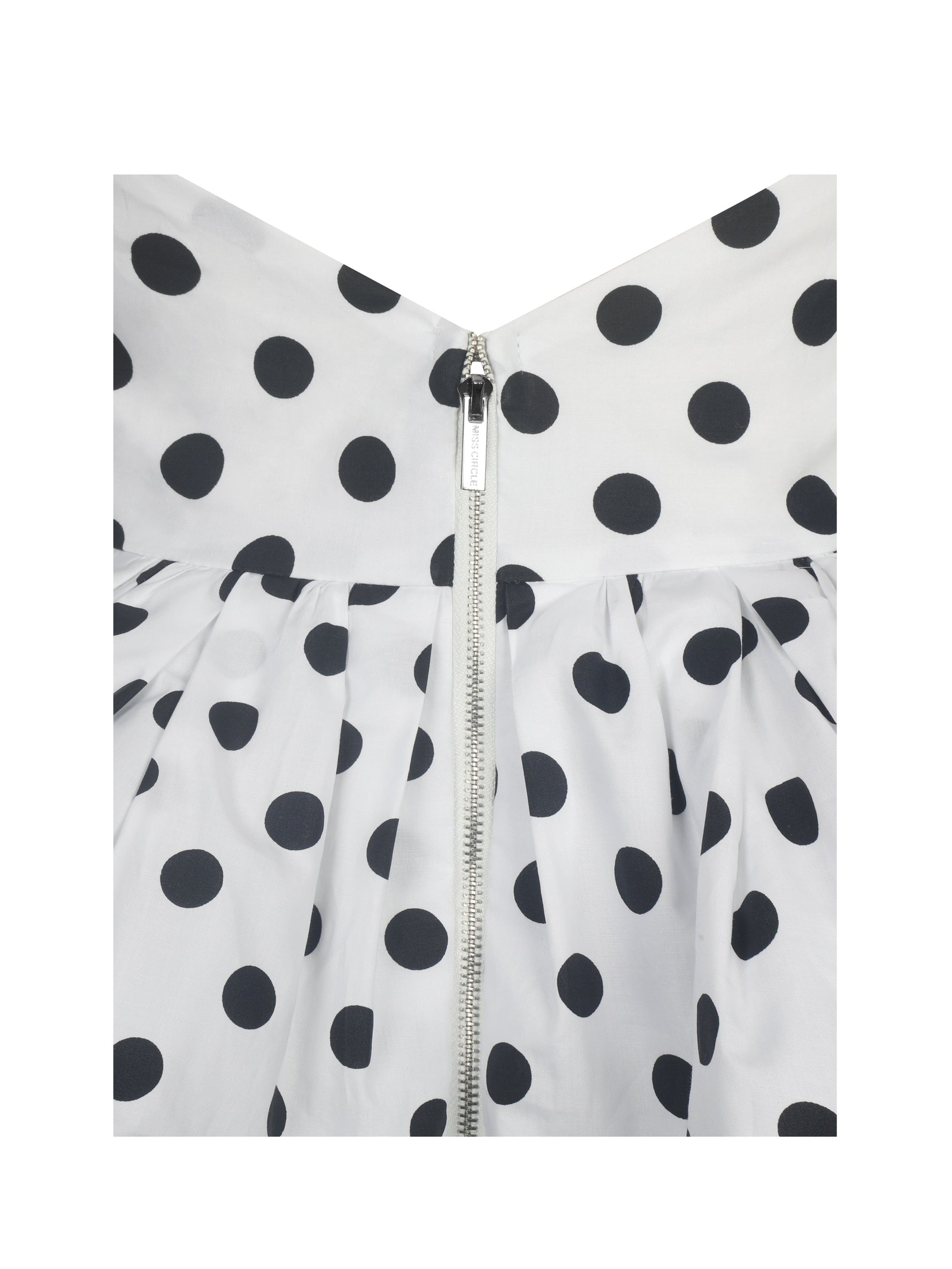 Ilene White and Black Polka Dot Bubble Hem Halter Top Miss Circle
