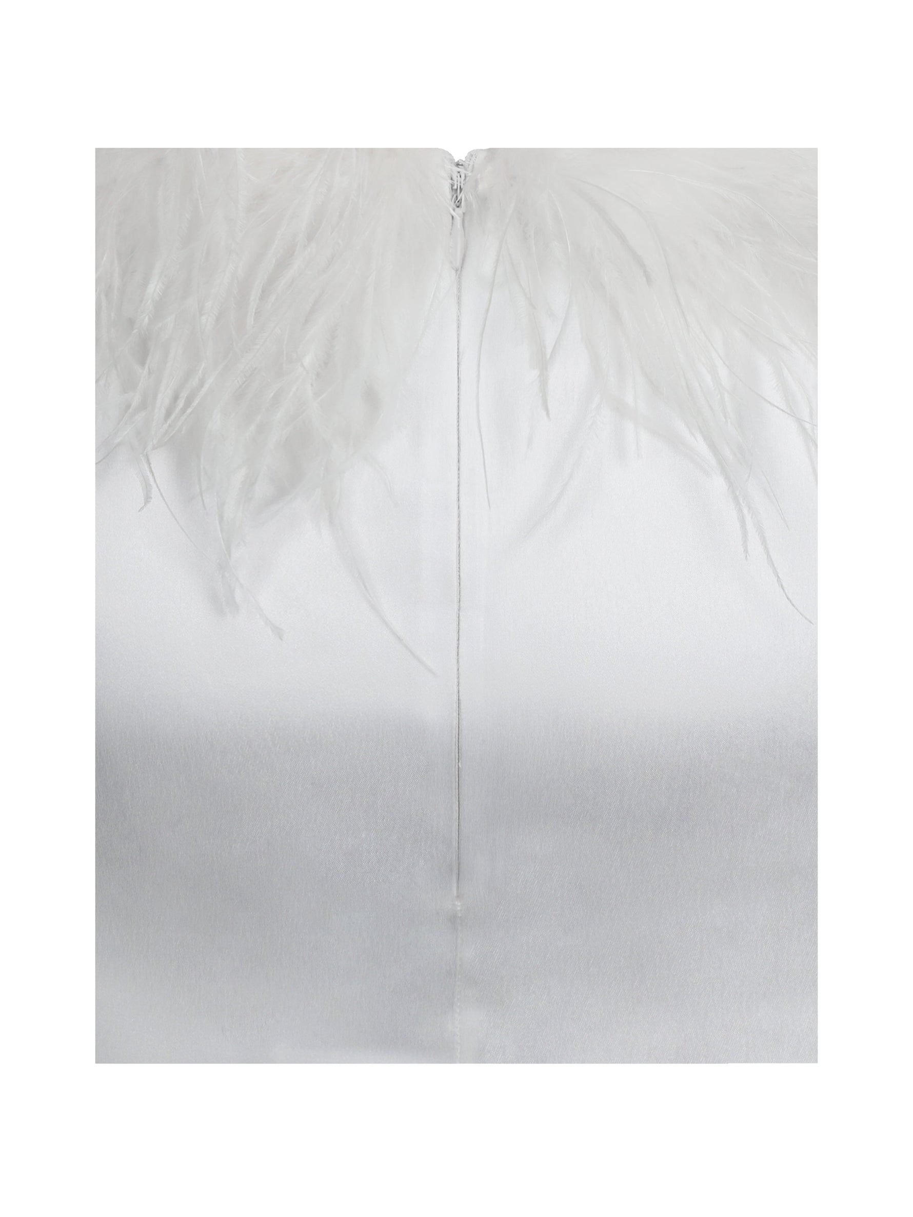 Solene Pleated Halter Backless Feather-Trim Maxi Dress Miss Circle
