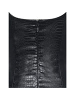 Quilia Black Vegan Crocodile Leather Plunge Mini Dress Miss Circle