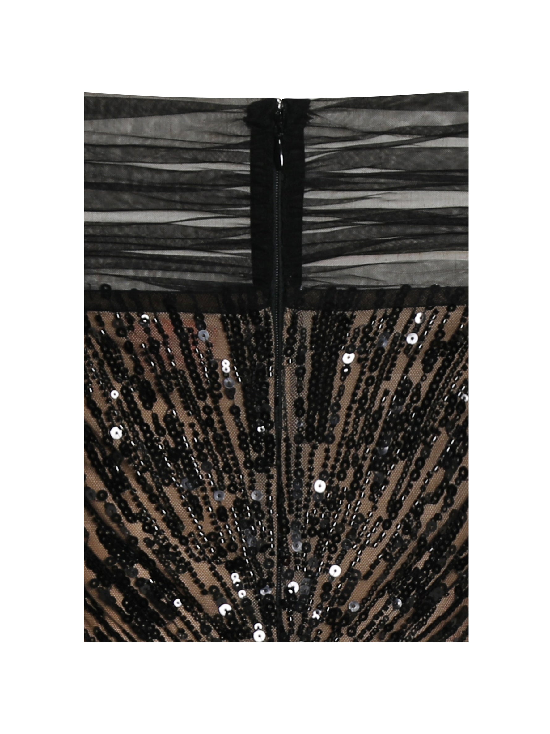 Qeturah Embroidered Sequin Off Shoulder Mesh Gown Miss Circle