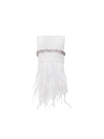 Quilla White Feather Crystal Sleeve Backless Blazer Dress