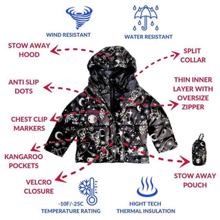 Car Seat Coat | The Road Coat Vegan - Rocketship Print