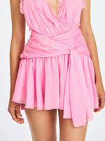 Odelle Tulip Pink Crinkle Chiffon Wrap Dress
