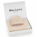 Luxe Collection 100% Organic Cotton Luxury Knit Baby Blanket + Hat Set with Gift Box Bleu La La