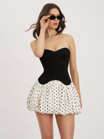 Dahliana Polka Dot Bubble Hem Corset Mini Dress Miss Circle