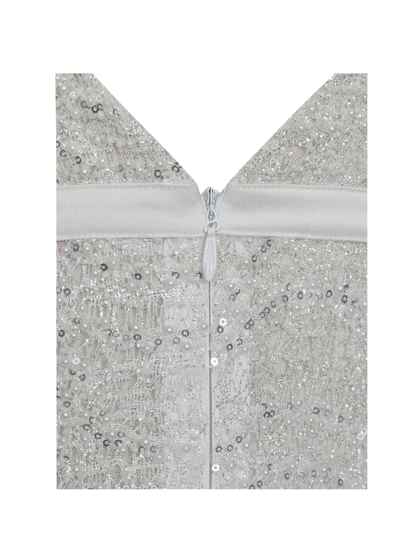 Adelaide White Beaded Sequin Net Bodycon Gown Miss Circle