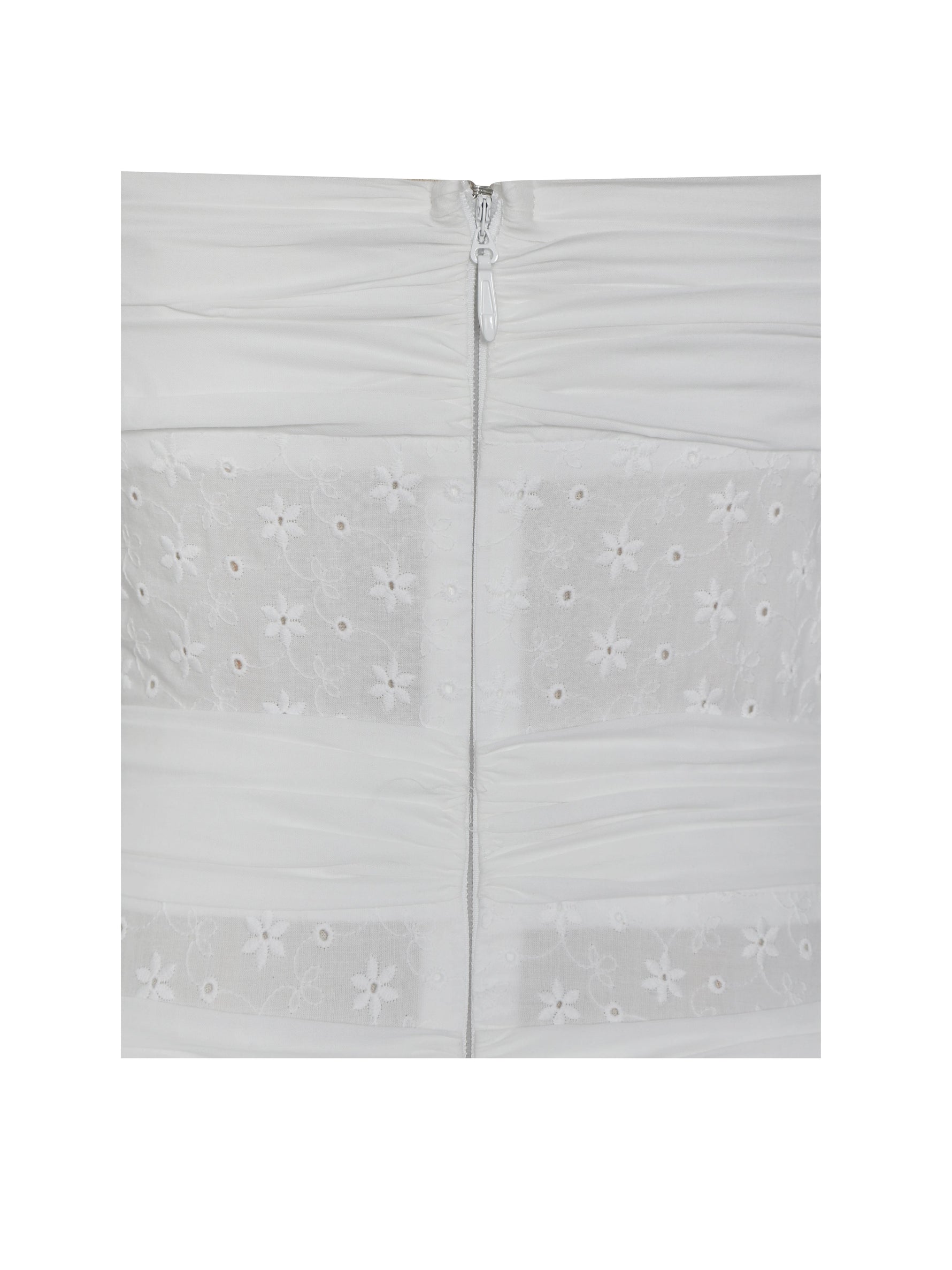 Maelis White Eyelet Drop Waist Cotton Midi Dress