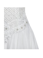 Fabiola Lace Trim Silver Net Top Mini Flare Chiffon Dress