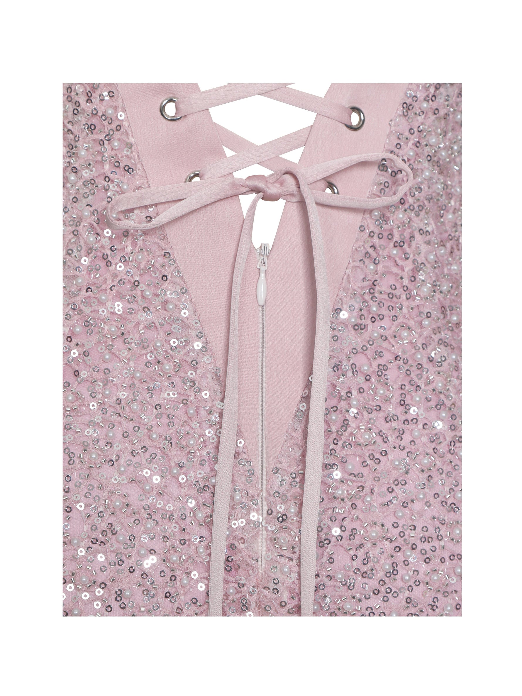 Raizel Pink Beaded Sequin Bodycon Gown with Scarf Miss Circle