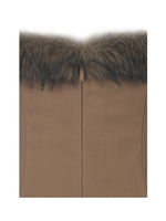 Rayanne Chestnut Strapless Fur-Trimmed Sweetheart Midi Dress