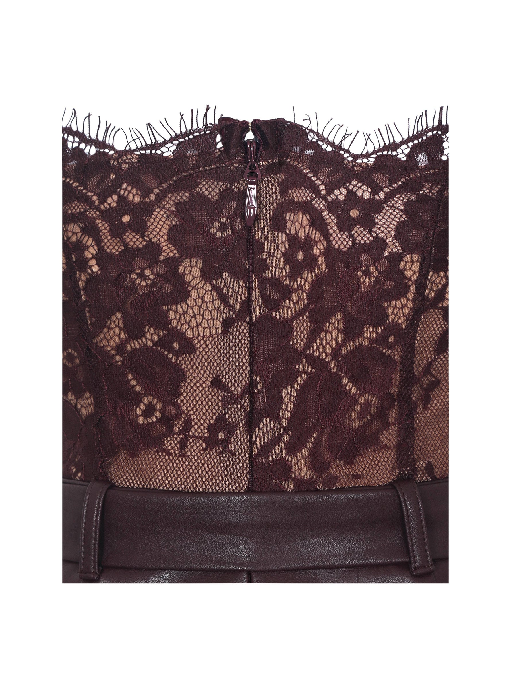 Fiera Mahogany Plunging Halter Belted Midi Dress